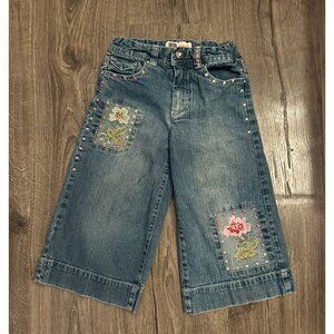 Vintage Faded Glory Embroidered Flower Patch Jeans Toddlers Size 5